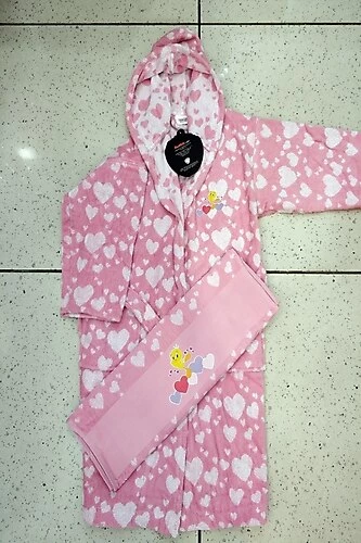 Özdilek Tweety Heart Lisanslı Çocuk Havlu Bornoz Seti Pembe 11/12 Yaş