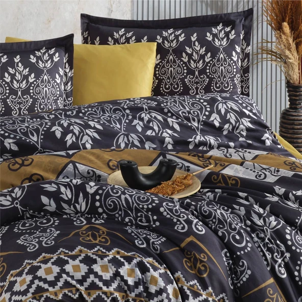 Clasy Çift Kişilik Nevresim Takımı Saten Leros Hardal - Resim 3