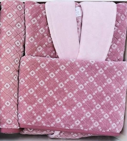 Özdilek Diamond Soft Aile Bornoz Seti Kahve Bordo - 3