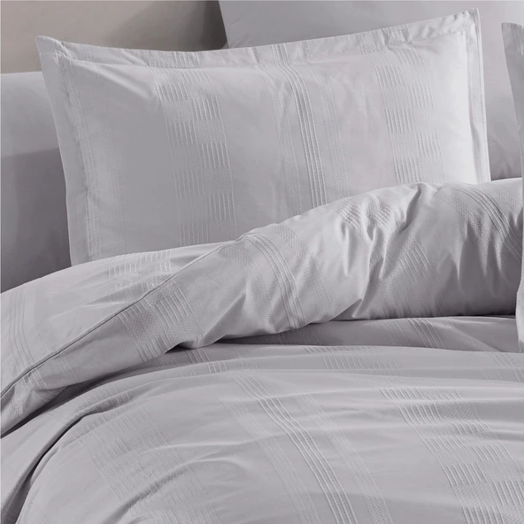 Clasy Ranforce Tek Kişilik Nevresim Takımı Unita Açık Gri - Resim 6