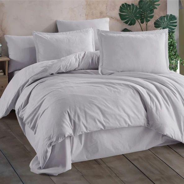 Clasy Ranforce Tek Kişilik Nevresim Takımı Unita Açık Gri - Resim 2