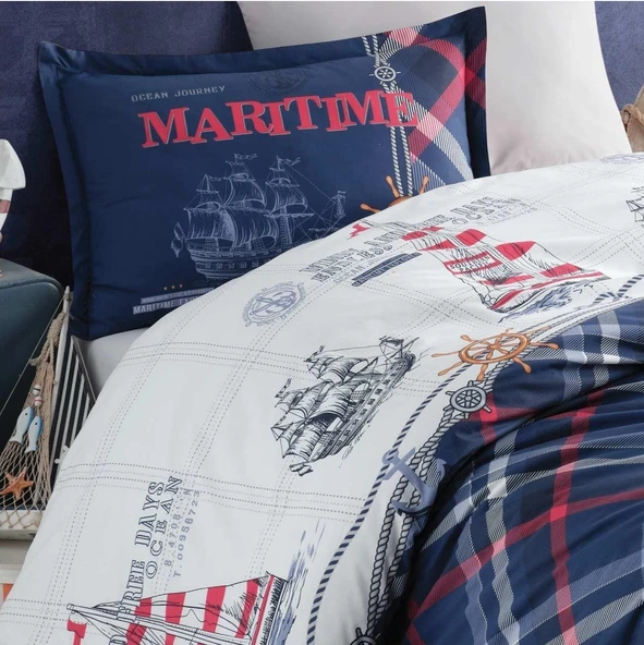 Clasy Tek Kişilik Genç  Nevresim Takım Maritime V1 Lacivet - Resim 3