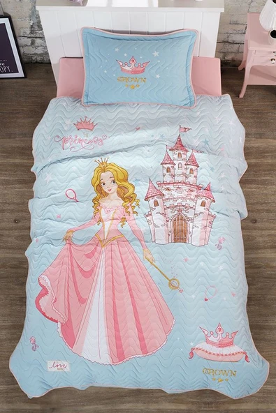 Clasy Tek Kişilik Genç  Yatak Örtüsü Crown Pembe