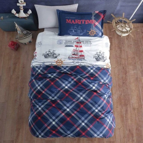 Clasy Tek Kişilik Genç  Nevresim Takım Maritime V1 Lacivet ürün görseli 1