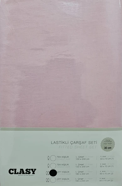 Clasy Tek Kişilik Lastikli Çarşaf Seti V12 Pembe 100x200 - 1