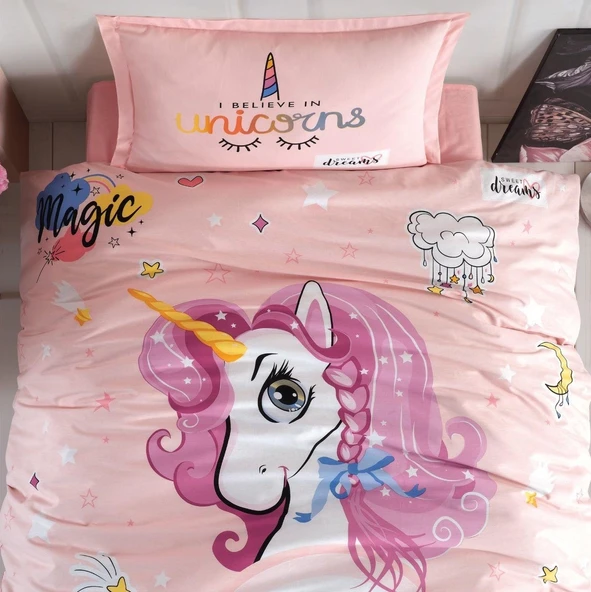 Clasy Tek Kişilik Genç Nevresim Takımı Pink Dreams Pudra - Resim 3