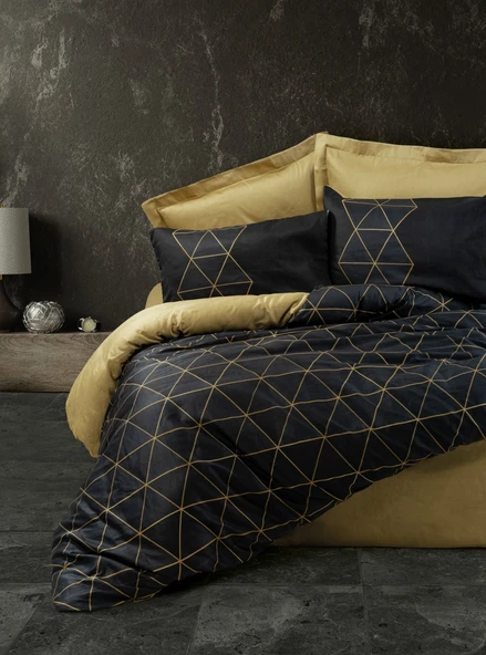 Cotton Box Dark Tek Kişilik Nevresim Takımı Veta Gold