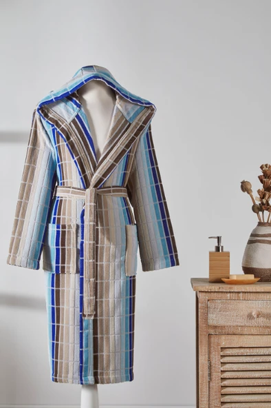 Özdilek Hawai Lıne Kapşonlu Bornoz Kahve XL ürün görseli 1