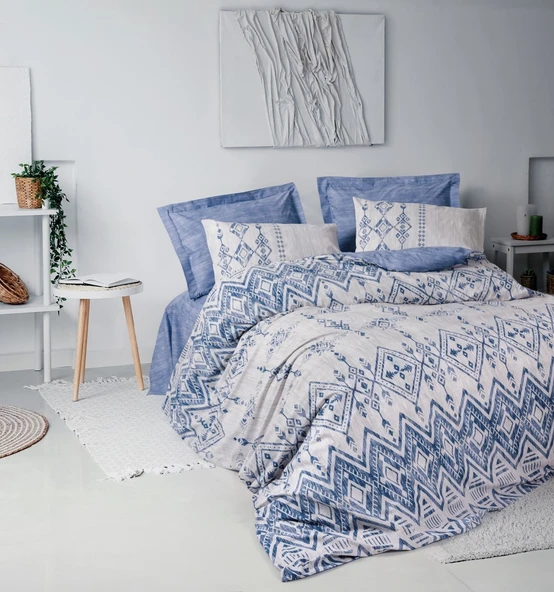 Cotton Box Ethnic Çift Kişilik Nevresim Takımı Cleo Mavi ürün görseli