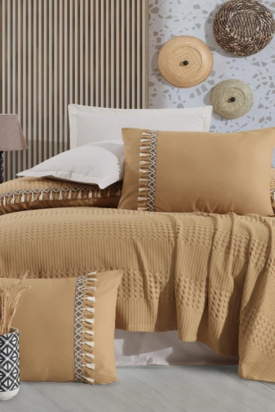 Clasy Butik Çift Kişilik Pike Takımı Bohemline V6 Hardal ürün görseli