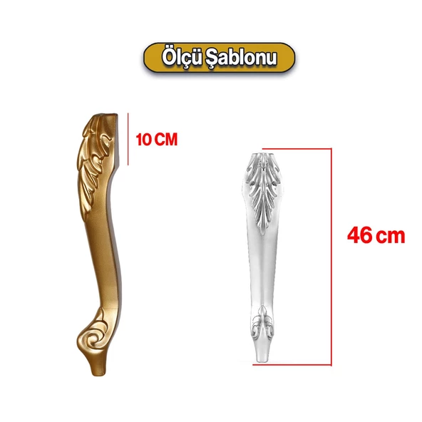 Zade Plastik Sehpa Ayağı 46 cm Altın Gold Renk 4 Adet Mobilya Zigon Çay Orta Sehpası Ayak Ayakları - 2