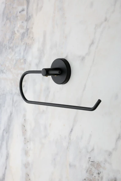 MultiStore Siyah Paslanmaz Kağıt Rulo Havluluk, Peçetelik Banyo Askısı - 2