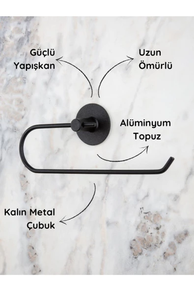 MultiStore Yuvarlak Yapışkanlı Siyah Kağıt Rulo Havluluk, Peçetelik, Yapışkanlı Tasarım, Banyo Peçetelik - 2