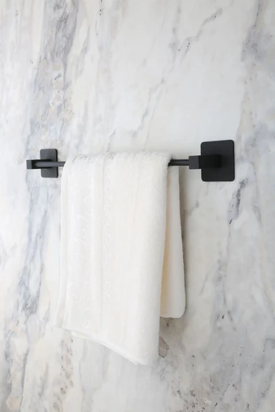 MultiStore Siyah Kare Yapışkanlı Uzun Havluluk / Açık Tuvalet Kağıtlığı 2li Banyo Düzenleyici Seti - 2