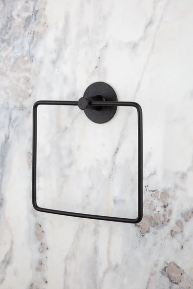 MultiStore Yuvarlak Yapışkanlı Siyah Kare Havluluk - 3