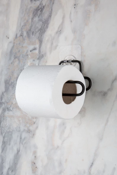 MultiStore Sticker Yapışkanlı Siyah Açık Tuvalet Kağıtlığı Wc Kağıtlık Tutucu - 2