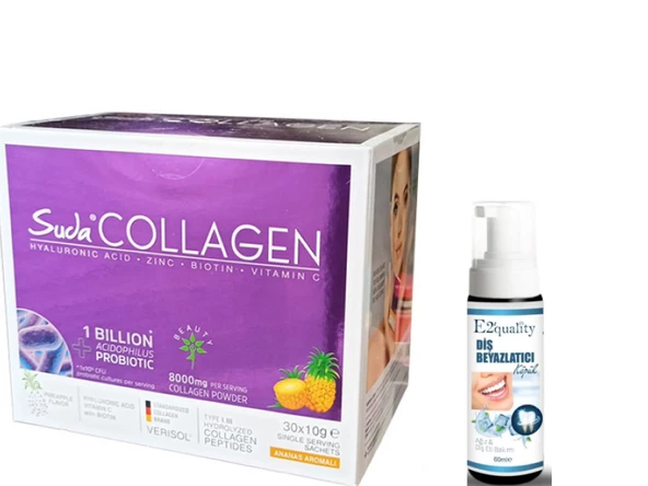 Suda Collagen Probiotic Pineapple 10 gr x 30 Saşe - Diş Beyazlatıcı Köpük Hediye