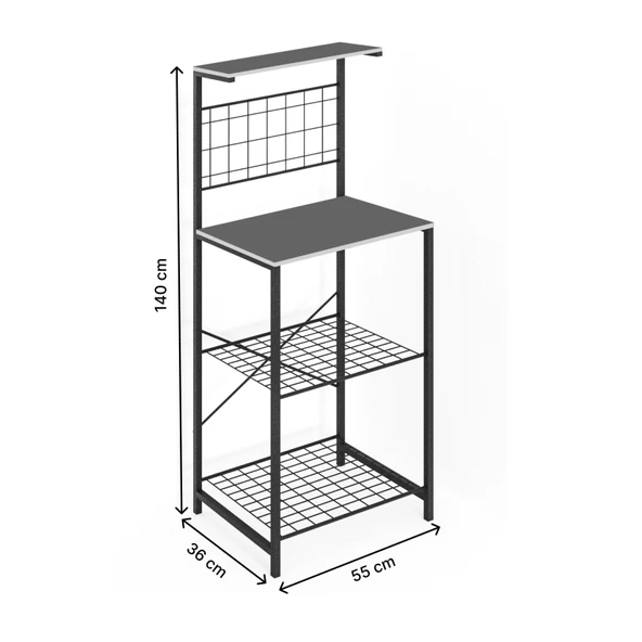 Eportatif Çok Amaçlı Dolap Mutfak Bango Masa Dar Beyaz 1437 - 7