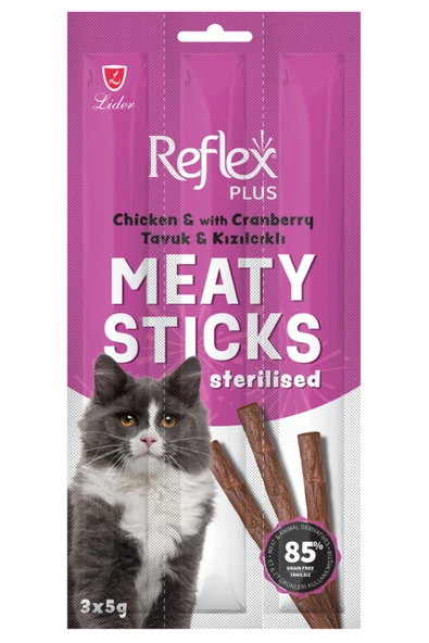 Reflex Tavuklu ve Kızılcıklı Kısırlaştırılmış Kedi Ödül Çubuğu Stick 3*5gr