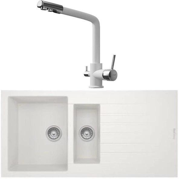 Real Stone P005  Beyaz Eviye-Real Stone BT001 Abant Beyaz Arıtmalı Batarya