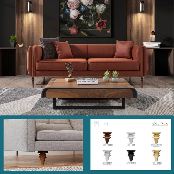 Oliva Mobilya Kanepe Koltuk Tv Ünitesi Baza Ayağı Zigon Orta Sehpası Ayak Ayakları Ahşap Desen 17 cm - Resim 6