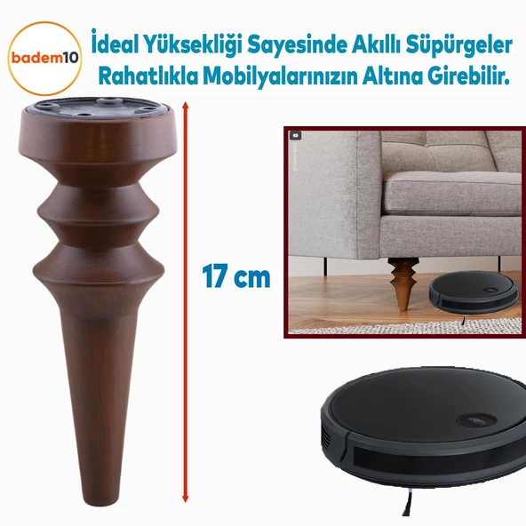 Oliva Mobilya Kanepe Koltuk Tv Ünitesi Baza Ayağı Zigon Orta Sehpası Ayak Ayakları Ahşap Desen 17 cm - Resim 3