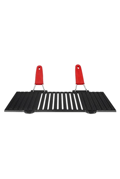 Lava Döküm Dikdörtgen Mangal Izgarası Silikon Paslanmaz Çift Tel Saplı Ölçü 40x25cm.