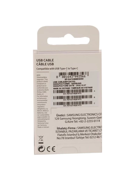 Samsung EP-DA705BWEGWW 1 m Beyaz Type-C to Type-C Şarj Kablosu Samsung Türkiye Garantili - 4