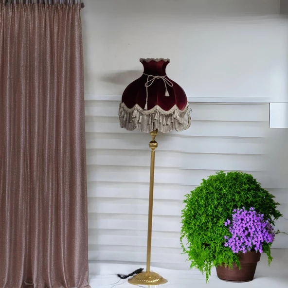 Klasik Lambader Altın Ayak Bordo Başlık 170cm.