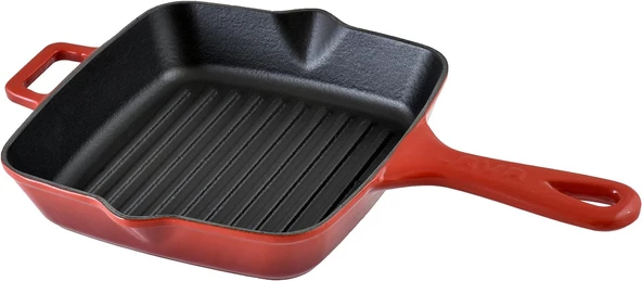 Lava Grill Tava 20 x 20 CM Metal Saplı Kırmızı