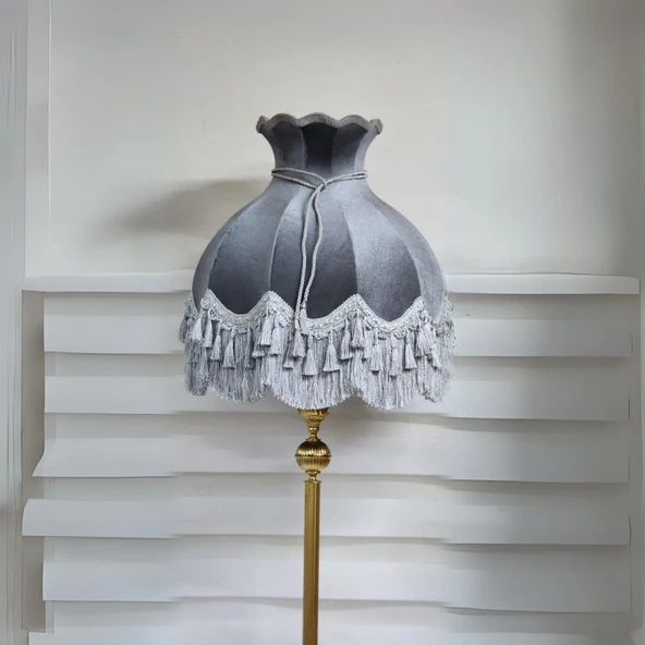 Klasik Lambader Altın Ayak Gri Başlık 170cm. - 2