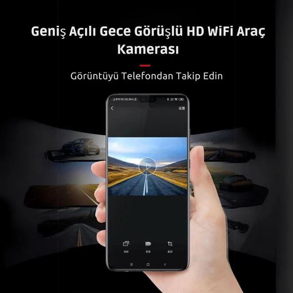 Polham Universal Wifi Kayıtlı Geniş Açılı 1080P Araç İçi ve Dışı Ses Görüntü Kamerası, Gece Görüşlü - 2