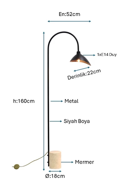 Siyah Boyalı Lambader PLC-1203-L-BSY - 2