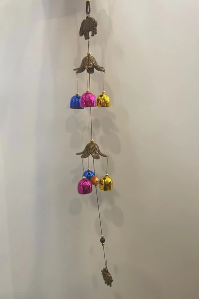 Deprem Zili Çanı Duvar Rüzgar Çanı Zili Feng Shui Ejderha Yılı Metal Çanlı Fil Objeli Renkli - Resim 2