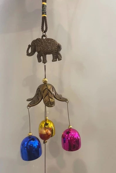 Deprem Zili Çanı Duvar Rüzgar Çanı Zili Feng Shui Ejderha Yılı Metal Çanlı Fil Objeli Renkli ürün görseli