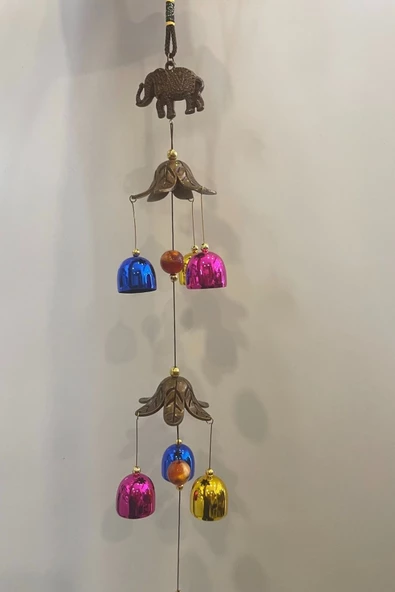 Deprem Zili Çanı Duvar Rüzgar Çanı Zili Feng Shui Ejderha Yılı Metal Çanlı Fil Objeli Renkli - Resim 4