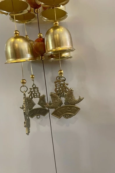 Deprem Zili Çanı Duvar Rüzgar Çanı Zili Feng Shui Ejderha Yılı Metal Borulu Budha Buda Ejderha Çift BalıkObjeli - Resim 7
