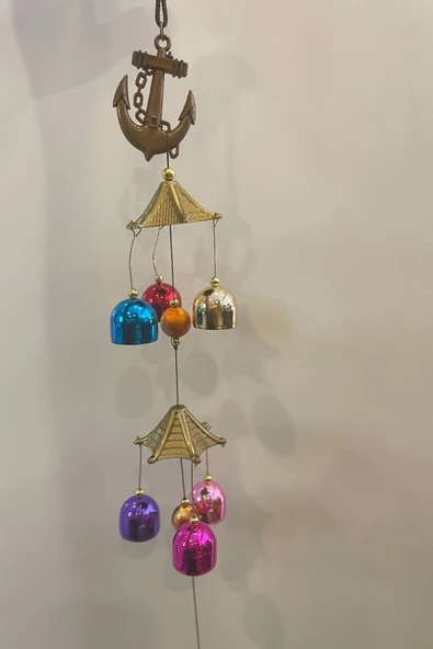 Deprem Zili Çanı Duvar Rüzgar Çanı Zili Feng Shui Ejderha Yılı Metal Çanlı Çapa Objeli Renkli - 3