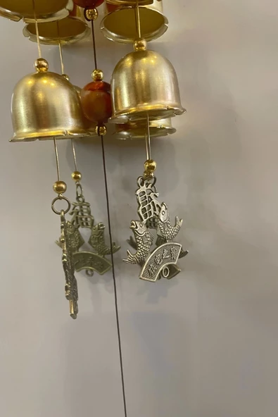 Deprem Zili Çanı Duvar Rüzgar Çanı Zili Feng Shui Ejderha Yılı Metal Borulu Budha Buda Ejderha Çift BalıkObjeli - Resim 4