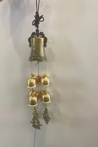 Deprem Zili Çanı Duvar Rüzgar Çanı Zili Feng Shui Ejderha Yılı Metal Borulu Budha Buda Ejderha Çift BalıkObjeli - Resim 6
