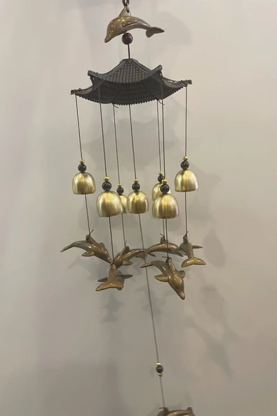 Deprem Zili Çanı Duvar Rüzgar Çanı Zili Feng Shui Ejderha Yılı Metal Borulu Yunus Pagoda Objeli - Resim 2