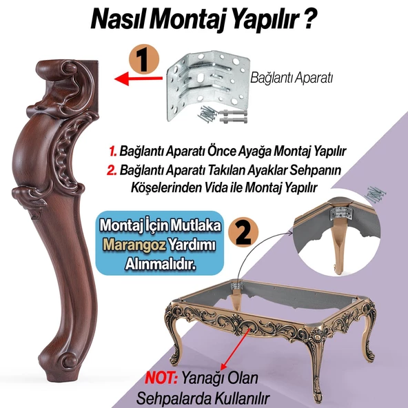 Valenta Plastik Sehpa Ayağı 47 cm Ahşap Desen 1 Adet Mobilya Zigon Çay Orta Sehpası Ayak Ayakları - 4