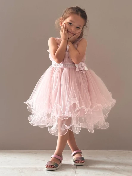 Kız Çocuk Tütülü Vena Elbise MNK285 - Resim 2