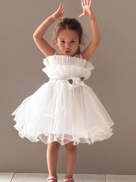 Kız Çocuk Tütülü Vena Elbise MNK285 - Resim 12