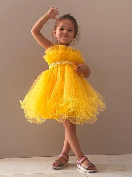 Kız Çocuk Tütülü Vena Elbise MNK285 - Resim 5