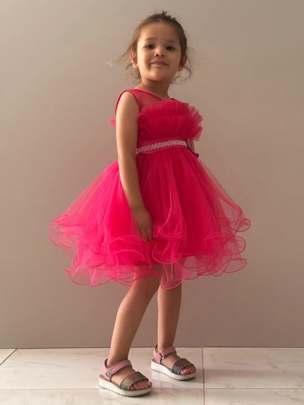 Kız Çocuk Tütülü Vena Elbise MNK285 - Resim 3