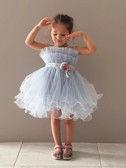 Kız Çocuk Tütülü Vena Elbise MNK285 - Resim 7