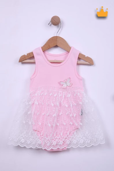 Babyhola %100 Pamuk Kız Bebek Tek Kat Elbise Atlet Badi 3528 - 9