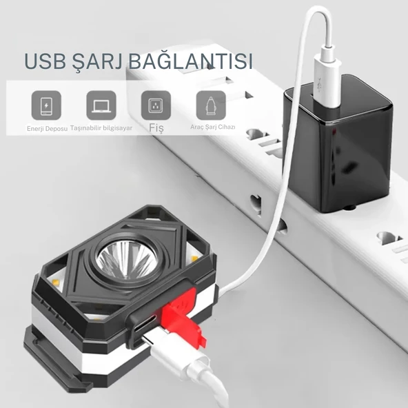 su geçirmez 7 farklı ışık moduna sahip 800 mah lityum pilli kafa  feneri - 4