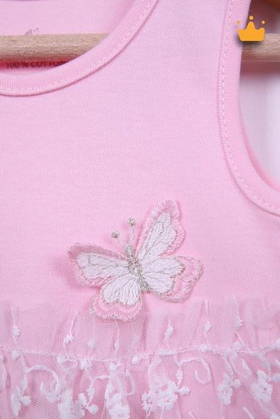 Babyhola %100 Pamuk Kız Bebek Tek Kat Elbise Atlet Badi 3528 - 11